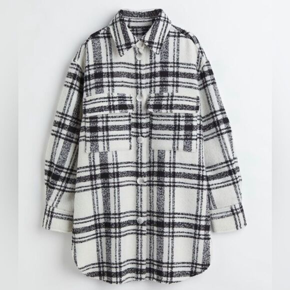H&M Wool Blend Shacket Jacket New - Picture 3 of 5